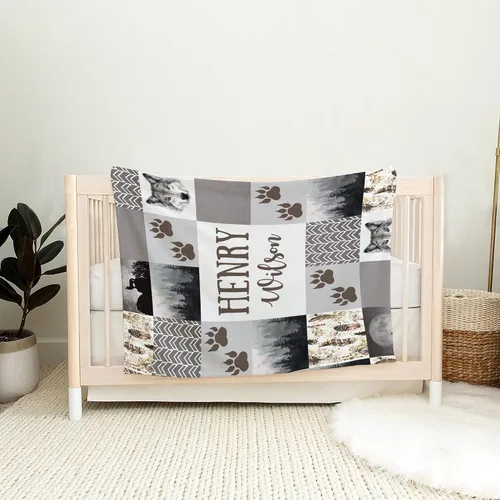 Miniatura 8 de Manta de bebé personalizada de Woodland, Manta de bebé con temática de bosque, Manta de bebé personalizada, Manta de bebé niño, Manta de bebé