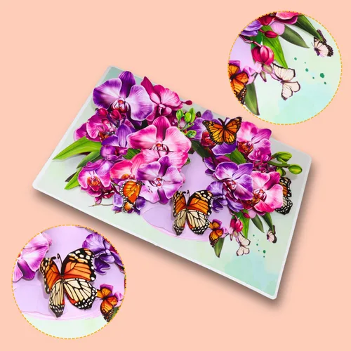 Miniatura 5 de CUTE POPUP Tarjeta de agradecimiento 3D emergente de orquídea y mariposa, elegante tarjeta de felicitación floral para mujeres, mamá, amiga