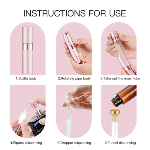 Miniatura 6 de Tekson Atomizador de perfume de viaje de 0.3 fl oz, recargable, mini botella de spray de colonia vacía, pequeño rociador portátil para después