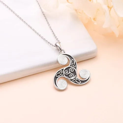 Miniatura 3 de Collar celta de plata de ley con nudo celta irlandés, nudo de amor, nudo triquetra, collar de Claddagh para mujer