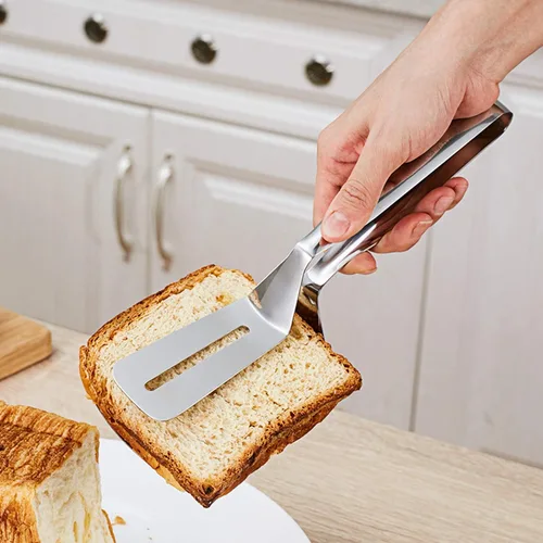 Miniatura 5 de AOOSY Pinzas para carne 304, pinza de cocción 3 en 1, espátula de doble cara, 10 pulgadas, multifuncional, de acero inoxidable, para alimentos