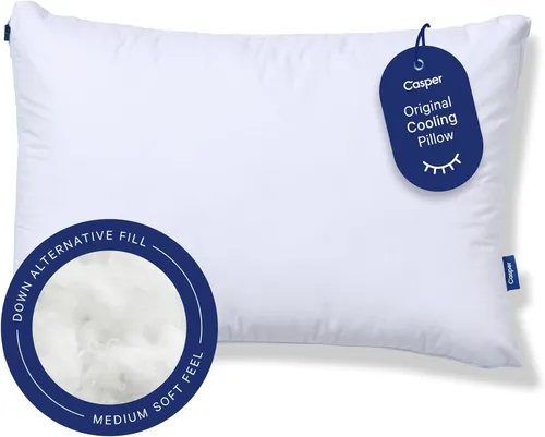 Casper Sleep Original Cooling Pillow, Standard Size – Medium Soft Feel, Down-Alternative Fill, Supports Side, Back & Stomach Sleepers, Neck Pain
