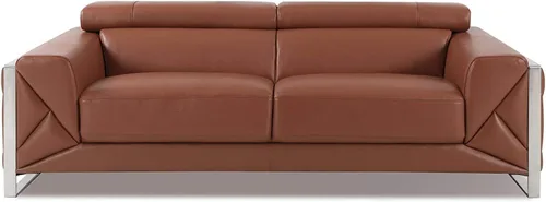Miniatura 14 de BlackJack Furniture Gianni - Sofá de cuero italiano de grano superior con reposacabezas ajustables de 9 posiciones, patrón geométrico contemporáneo