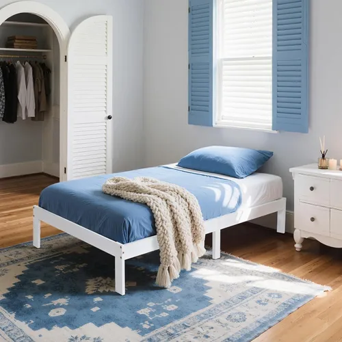 Miniatura 10 de Hokway Marco de cama individual de madera, no se tambalea, sin ruido, fácil montaje con agujeros precisos, soporte de listones de madera de 12