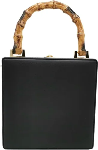 Miniatura 2 de TOPOU Bolso de mano de acrílico PU para mujer, bolso de mano con estampado de bambú, bolso de hombro para mujer (color negro)
