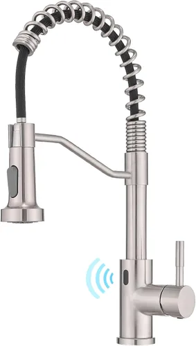 Miniatura 11 de Grifo de cocina dorado cepillado, AIMADI - Grifos de cocina con rociador desplegable, de una sola manija, de un solo orificio, grifo dorado