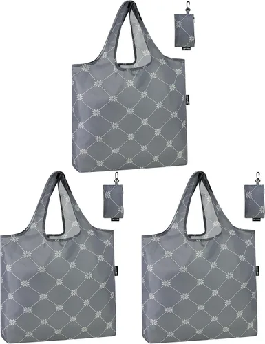 Miniatura 8 de HOLYLUCK Bolsas de comestibles reutilizables, bolsa de compras plegable resistente (estándar, 3 huellas de patas de perro azules)