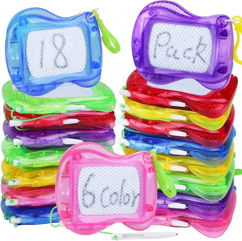 Elcoho Juego de 18 piezas de mini tablero de dibujo, llaveros magnéticos para garabatear, con bolígrafo, juguetes borrables, bloc de dibujo para