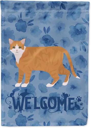Miniatura 358 de Caroline's Treasures CK4813CHF - Bandera de bienvenida con gato abisinio azul, manga grande, para porche, para colgar en la pared, poliéster