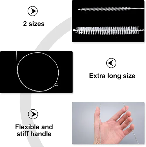 Miniatura 3 de 4 limpiadores de tuberías extralargos con cerdas de nailon suaves, cepillo de limpieza para tubo, manguera, botella, desagüe del refrigerador, 3.3