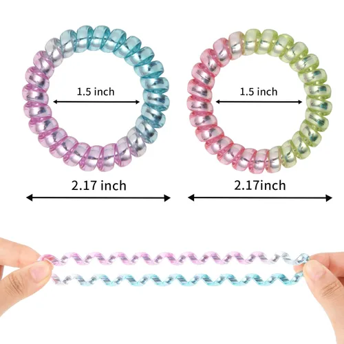 Miniatura 6 de Lazos para el cabello en espiral sin arrugas, coloridos lazos para el cabello sin rastro, lazos elásticos para el cabello, lazos para el cabello