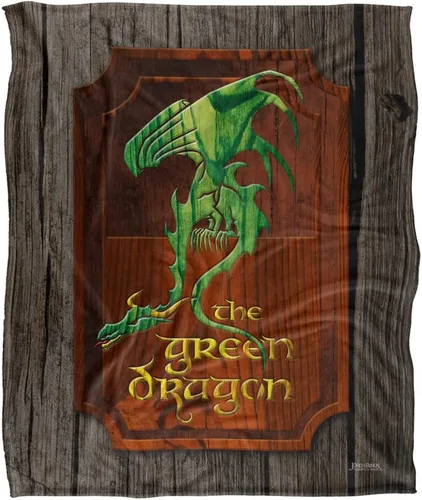 Miniatura 2 de Manta de The Lord of the Rings de 50 x 60 pulgadas, con signo de posada de dragón verde, tacto sedoso, súper suave Signo de Green Dragon Inn