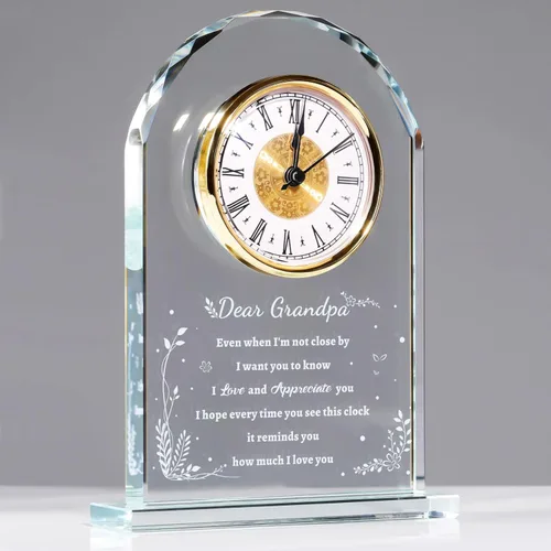 Miniatura 10 de YWHL Regalos de cumpleaños para mujeres y hombres, regalo significativo de agradecimiento para mujeres, reloj de mesa de vidrio grabado con láser