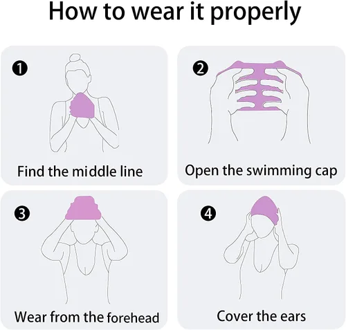 Miniatura 5 de Gorro de natación de silicona impermeable suave para niñas de verano para piscina de mar, gorro de baño para cabello largo Mariposa azul