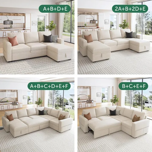 Miniatura 5 de HONBAY - Reposabrazos modulares para sofá cama modular, par de reposabrazos para sofá cama modular, color beige