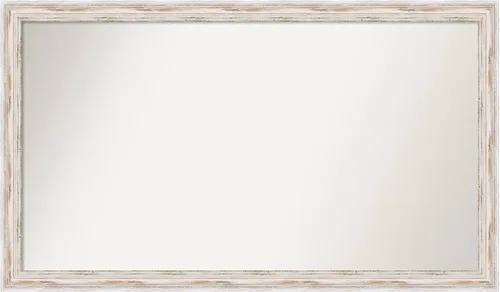 Miniatura 449 de Amanti Art Espejo de baño blanco para sobre el fregadero, 30 x 35 pulgadas, espejo de tocador rectangular estrecho de Eva de oro blanco, marco