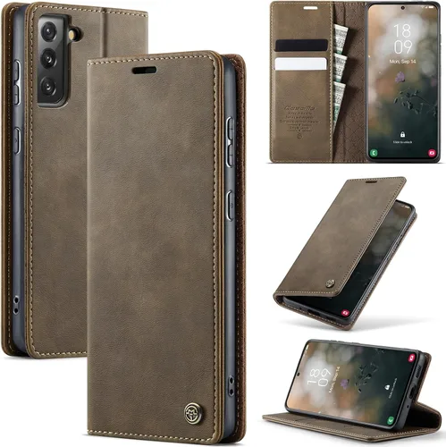 Miniatura 9 de Funda tipo cartera para iPhone 13 de piel tipo cartera con tarjetero y función atril, cierre magnético, bloqueo RFID, TPU a prueba de golpes