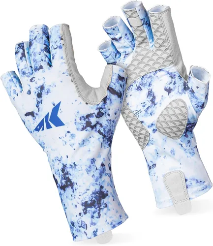 Miniatura 12 de KastKing La Sal Guantes de pesca UPF50+ Guantes de sol Guantes de protección UV Guantes sin dedos para hombres y mujeres para exteriores, kayak