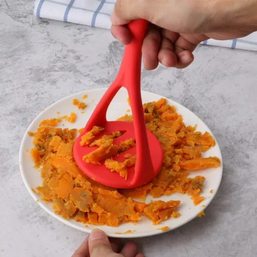 Miniatura 3 de UPKOCH Triturador de patatas de silicona, herramienta de cocina pequeña, herramienta trituradora de alimentos para bebés, cortador de verduras, Rojo