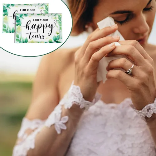 Miniatura 7 de Lincia Paquete de 100 pañuelos de papel de lágrimas felices para boda, 3 capas, pañuelos de boda para invitados, tamaño de viaje, papel facial a