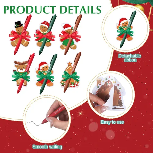 Miniatura 3 de Pasimy Juego de 24 notas adhesivas de Navidad y bolígrafos, regalos navideños de invierno para estudiantes, compañeros de trabajo, blocs de notas