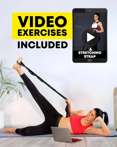 Miniatura 8 de Correa elástica de yoga no elástica con bucles, banda elástica para terapia física, bandas elásticas para ejercicio y flexibilidad, correa elástica