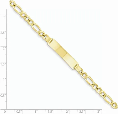 Miniatura 4 de FB Jewels Pulsera de identificación de oro amarillo sólido de 14 quilates Oro