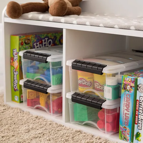 Miniatura 5 de IRIS USA Contenedores de almacenamiento de plástico apilables de 6 cuartos de galón con tapas, paquete de 3 - Sin BPA, fabricado en EE.UU.
