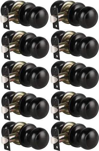Miniatura 22 de Manija de puerta de acero macizo con diseño de bola antigua, para puerta de trastero, dormitorio, baño 609 Negro
