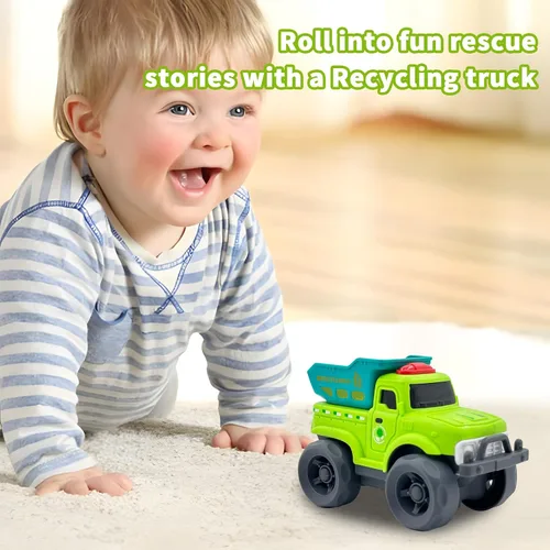 Miniatura 7 de Aigitoy Juguetes de auto para niños y niñas de 1 a 3 años, camión de reciclaje verde, sin BPA, sin ftalatos, PVC, plástico reciclado, juguete
