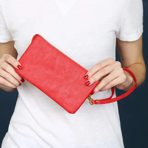 Miniatura 14 de RIAH FASHION Monedero convertible de piel sintética - Mini bolso de mano desmontable cadena bandolera correa soporte para teléfono