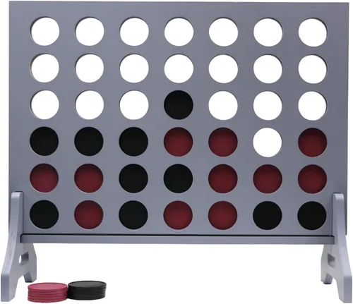 Miniatura 71 de Juego gigante 4 en una fila para familia y adultos – Tailgating Pros Jumbo de madera gris cuatro en una fila juego de patio para interiores