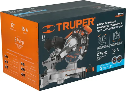 Miniatura 12 de TRUPER SINCO-12X Sierra ingletadora compuesta de doble bisel de 12 pulgadas con línea láser, 2 3/4 HP (hoja de sierra de madera incluida)