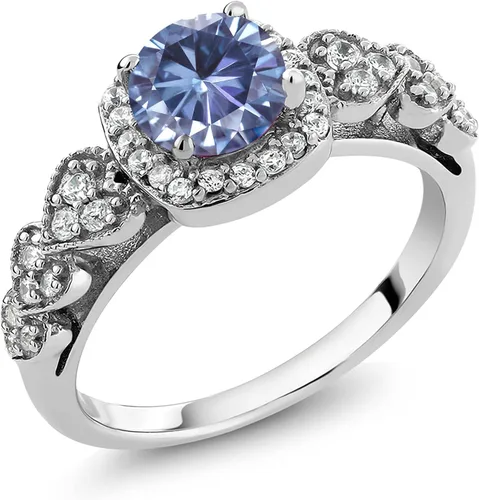 Miniatura 66 de Gem Stone King Anillo de compromiso de aniversario y piedra natal de corte redondo de 0.236 in para mujer, plata de ley 925, anillo de promesa