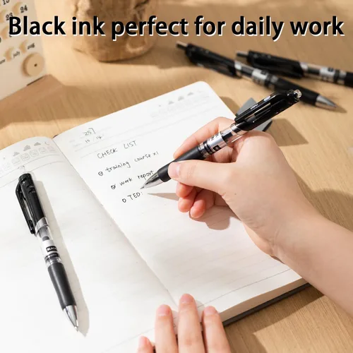 Miniatura 7 de deli Bolígrafos de gel, 100 bolígrafos retráctiles, tinta negra, punta media de 0.028 in, escritura suave, secado rápido, no se corren para tomar