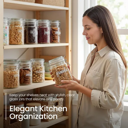 Miniatura 2 de Talented Kitchen Tarros herméticos de conservas Mason – Contenedores de almacenamiento de alimentos multiusos con tapas para suministros