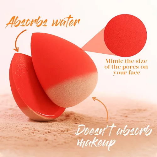 Miniatura 3 de BEAKEY Juego de 5 esponjas de maquillaje, microporosas, de baja absorción, suave, sin látex, esponja de belleza y licuadoras para crema en polvo