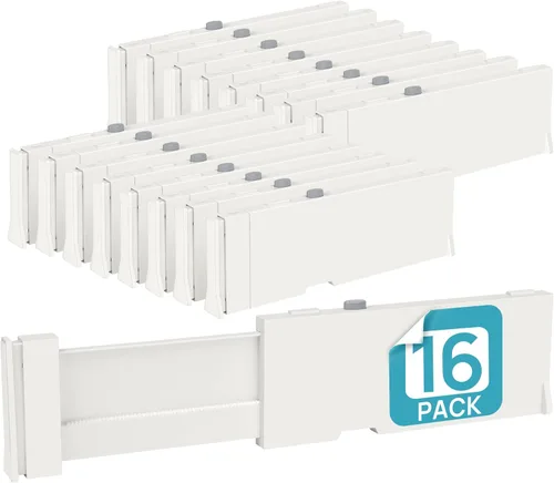 Miniatura 10 de Vtopmart Paquete de 6 separadores de cajones para ropa, 4 pulgadas de alto 11.3 a 17 pulgadas, organizador de cajones de tocador ajustable