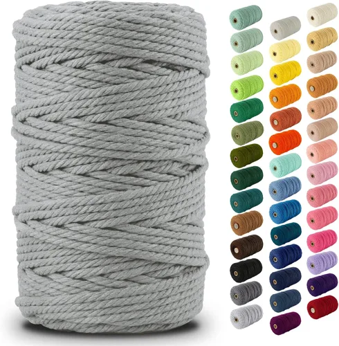 Miniatura 63 de Nook Theory - Cuerda de macramé de 3 mm, 220 yardas de cuerda de algodón, hilo de 4 mm y 5 mm, cuerda para manualidades, perfecta para colgantes
