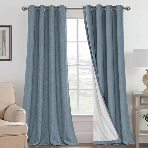 Miniatura 110 de H.VERSAILTEX Cortinas opacas de lino de 72 pulgadas de largo, 100% absolutamente opacas, con aislamiento térmico, con textura de lino, cortinas