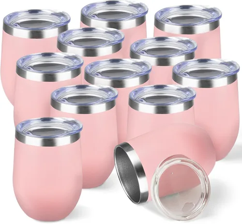 Miniatura 35 de StarSpeed Vaso de vino de 12 onzas con tapa, tazas de viaje de acero inoxidable sin pie con aislamiento de doble pared, taza de café aislada, vasos