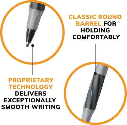 Miniatura 4 de BIC Round Stic Grip Xtra-Comfort - Bolígrafos de punta media, 0.047 in, barril gris, tinta negra, paquete de 12 bolígrafos