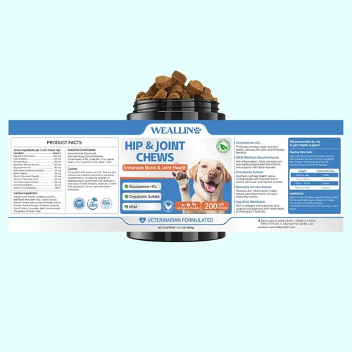 Miniatura 7 de WEALLIN Suplemento articular para perros, suplemento para articulaciones de perro, glucosamina, condroitina para cadera y articulaciones, golosinas