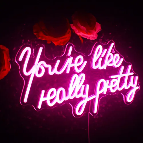 Miniatura 2 de Lucunstar Letrero de neón LED «You're Like Really Pretty» Luz LED de neón rosa para decoración de pared Letreros de neón para decoración de pared