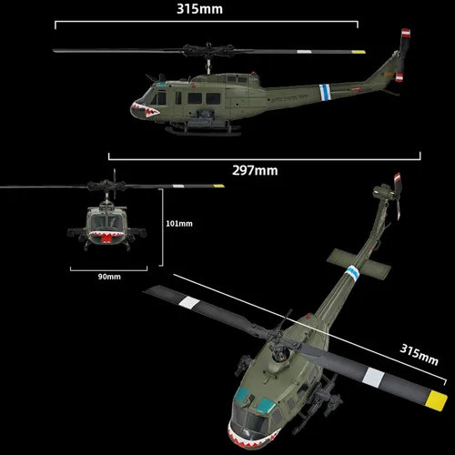 Miniatura 8 de Helicóptero de control remoto UH-1 de 12.402 in para adultos Expert 6CH C032 Mantener la altitud Motor sin escobillas Posicionamiento de flujo