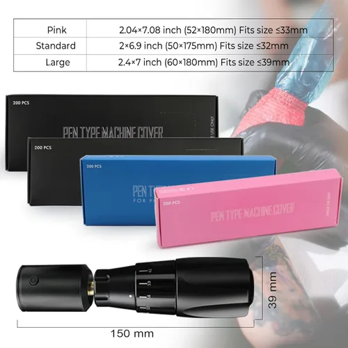Miniatura 5 de Fundas para máquina de tatuaje, 200 unidades, tipo bolígrafo PMU, bolsa de máquina para microneedling, máquina de tatuaje de cartucho, mesoterapia