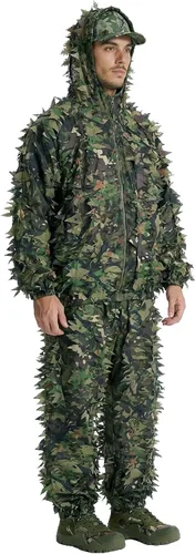 Miniatura 13 de LOOGU Traje de caza Ghillie, traje de camuflaje frondoso 3D, accesorios militares y de tiro, ropa de equipo táctico
