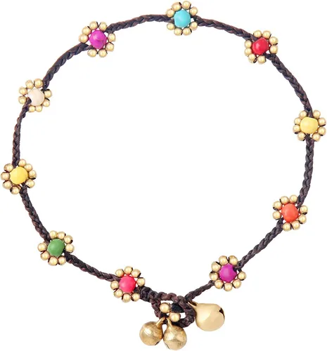 Miniatura 23 de Made by Nami Tobillera bohemia para surfista, impermeable y ajustable, con cuentas para mujer, hecha de cuerda de algodón encerado y cuentas