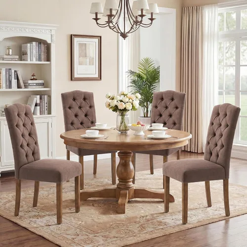 Miniatura 20 de Juego de sillas de comedor Parsons tapizadas copetudas, decoración de comedor de tela, elegante y moderna, para cocina, sala de estar con botones