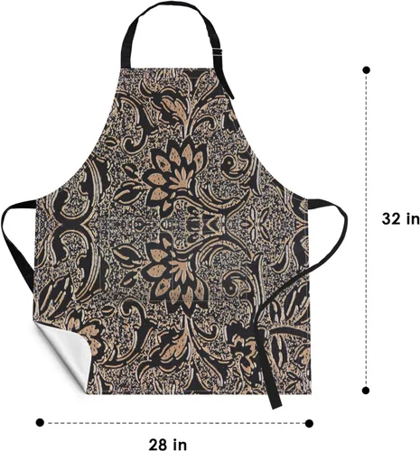 Miniatura 2 de Britimes Delantal de cocina para el hogar, cocina, horneado, jardinería, para mujeres y hombres, con bolsillos, beige, abstracto, textura